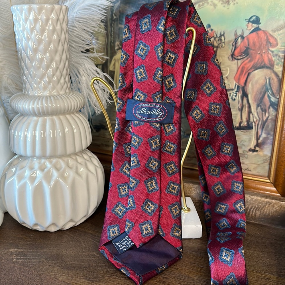 Vintage Allen Solly imported silk hand sewn tie- Maroon & Navy